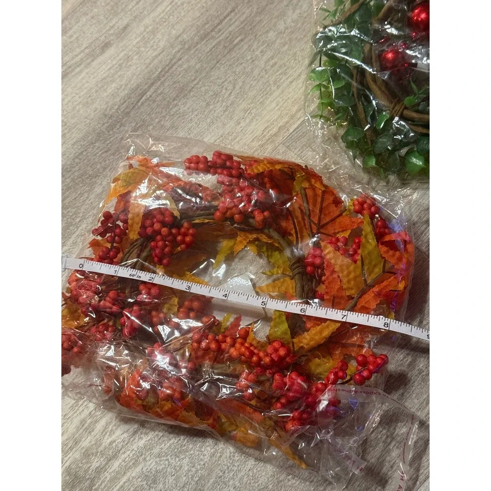 Seasonal Mini Wreath Bundle‎ Halloween Spider Autumn Maple Christmas Berry 8in